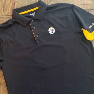 Reebok TeamNFL Pittsburg Steelers Black Team Polo.  Size M